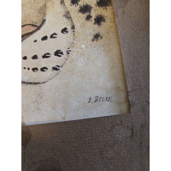 Framed Art By K TROWER, Lion & Cheetah Vintage 70s 80s - Picture 8 of 13